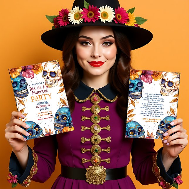 💀 Watercolor Día de Muertos Party Invitation (💀 Watercolor Día de Muertos Party Invitation)