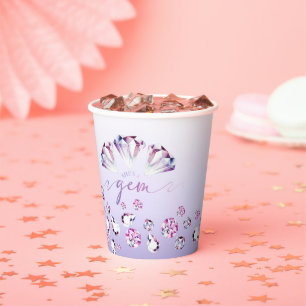 Watercolor Diamond She's a Gem Birthday Paper Cups