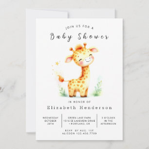 Watercolor Digital Giraffe Baby Shower Invitation