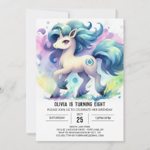 Watercolor Digital Horse Birthday Invitation