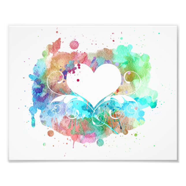 Watercolor Digital Painting | Hearts Cutouts Photo Print (Front)