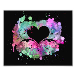 Watercolor Digital Painting   Hearts Cutouts Photo Print