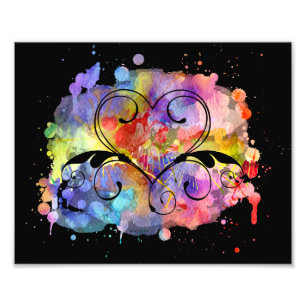 Watercolor Digital Painting   Hearts Cutouts Photo Print