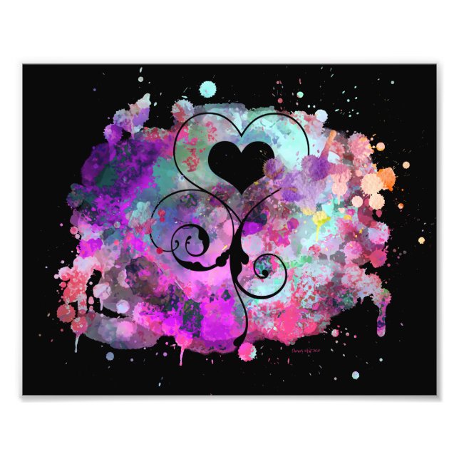 Watercolor Digital Painting | Hearts Cutouts Photo Print (Front)