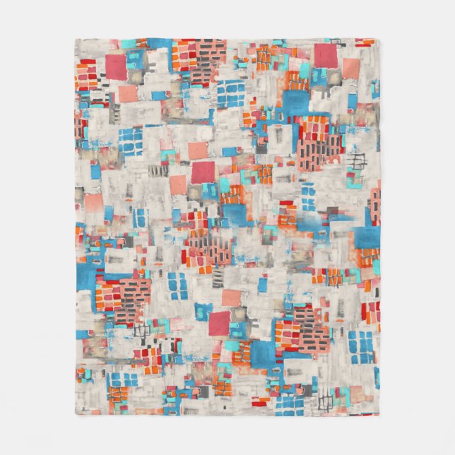 Watercolor Digital Texture Pattern Fleece Blanket (Front)