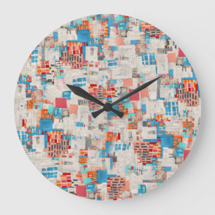 Watercolor Digital Texture Pattern Large Clock