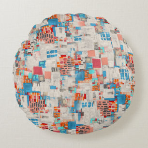 Watercolor Digital Texture Pattern Round Cushion