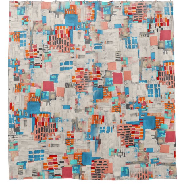 Watercolor Digital Texture Pattern Shower Curtain (Front)