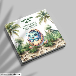 Watercolor Dino Hatching Soon Sign-In Book