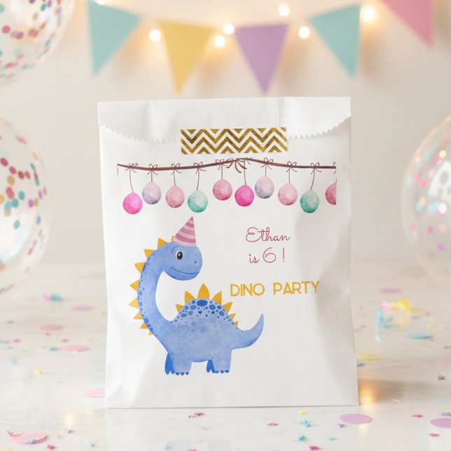 Watercolor Dino party kids birthday Favour Bags (Creator Uploaded)