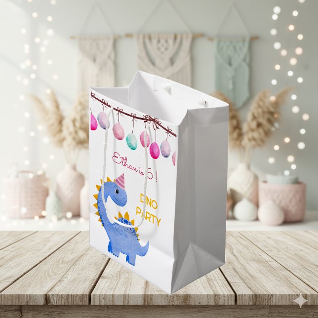 Watercolor Dino party kids birthday Medium Gift Bag (Creator Uploaded)