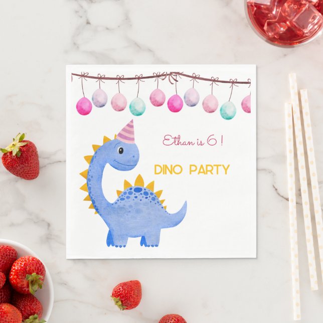 Watercolor Dino party kids birthday  Napkin (Insitu)
