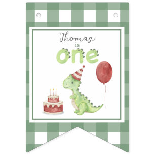 Watercolor Dinosaur 1st birthday Bunting