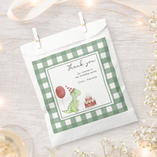 Watercolor Dinosaur 1st birthday Thank you Favour Bags (Clipped)