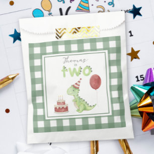 Watercolor Dinosaur 2nd birthday Favour Bags