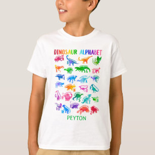 Watercolor Dinosaur Alphabet Colourful Dino Kids T-Shirt