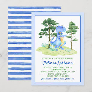 Watercolor Dinosaur Baby Boy Shower Invitation