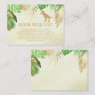 Watercolor Dinosaur Baby Shower Book Request Card