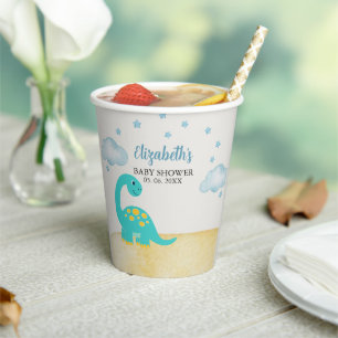Watercolor Dinosaur Baby shower boy Paper Cups