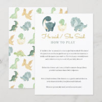 Watercolor Dinosaur Baby Shower Game