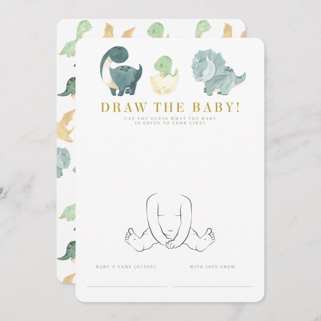 Watercolor Dinosaur Baby Shower Game Invitation (Creator Uploaded)