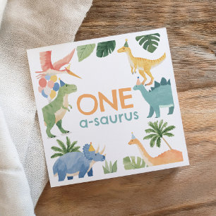 Watercolor Dinosaur Birthday Party Napkin