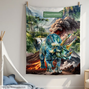 Watercolor Dinosaur Blanket Personalized Boys Gift