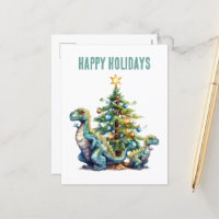 Watercolor dinosaur Christmas tree