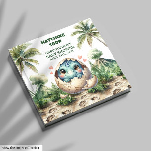 Watercolor Dinosaur Hatching Soon Baby Shower Book