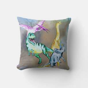 Watercolor Dinosaur Kids Cushion