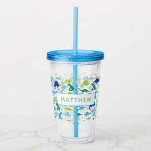 Watercolor Dinosaur Kids Personalised Dino Pattern Acrylic Tumbler