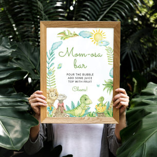Watercolor Dinosaur Mum-osa Bar Poster