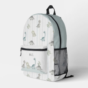 Watercolor Dinosaur Pattern Custom Monogram Kids Printed Backpack