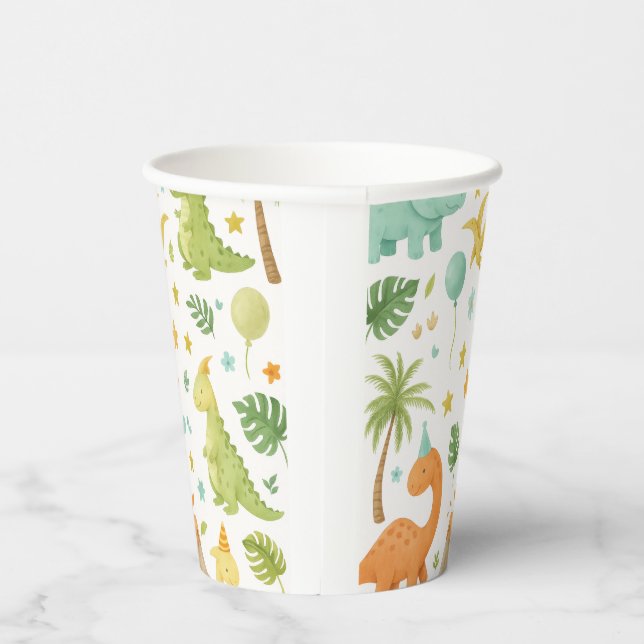 Watercolor Dinosaur Pattern Paper Cup (Right)