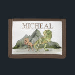 Watercolor Dinosaur T-Rex Tyrannosaurus name   Trifold Wallet<br><div class="desc">This design may be personalised in the area provided by changing the photo and/or text. Or it can be customised by clicking Personalise this Template and then choosing the click to customise further option and delete or change the colour of the background, add text, change the text colour or style,...</div>
