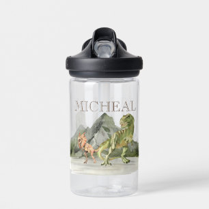 Watercolor Dinosaur T-Rex Tyrannosaurus name Water Bottle