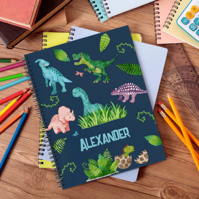Watercolor Dinosaur with Kids Name  Notebook (Creator Uploaded)