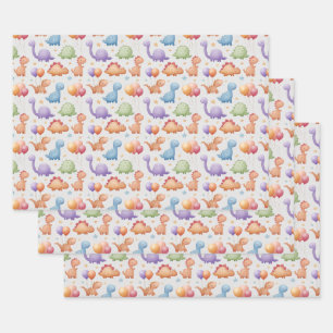 WATERCOLOR DINOSAURS BABY GIFT WRAPPING PAPER