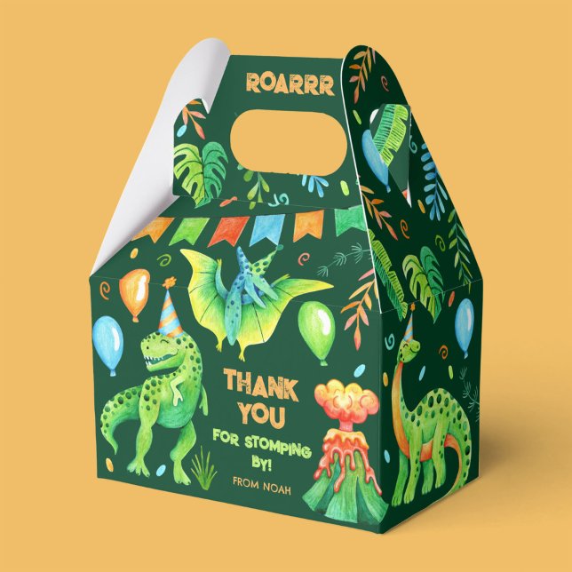 Watercolor Dinosaurs Boy's Birthday Dino Party Favour Box (Happy Watercolor Dinosaurs Boy's Birthday Favor Boxes)