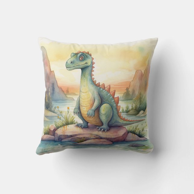 Watercolor Dinosaurs for a Kid's Room Cushion (Back)