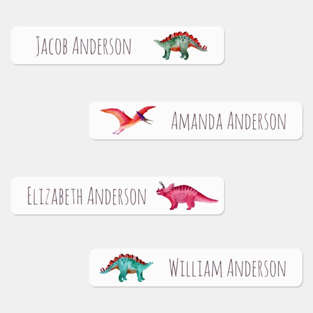 Watercolor Dinosaurs Kids Name Waterproof  (Group)