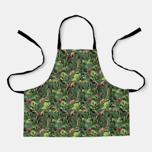 Watercolor Dinosaurs Pattern All-Over Print Apron