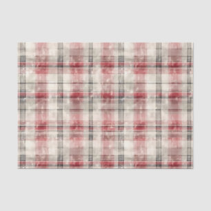Watercolor Distressed Desaturated Christmas Plaid Tissue Paper