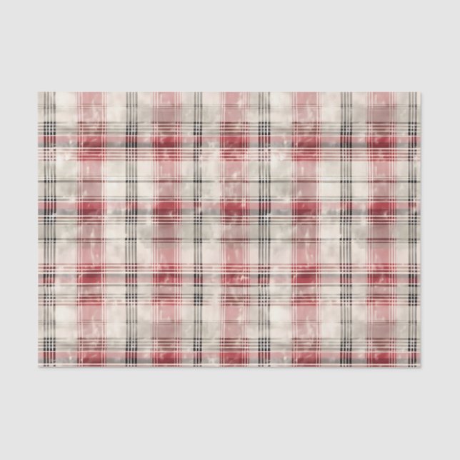 Watercolor Distressed Desaturated Christmas Plaid Tissue Paper (Front)