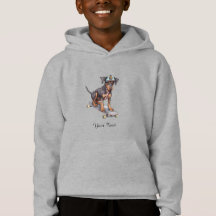 Watercolor Doberman Kids Pullover Hoodie