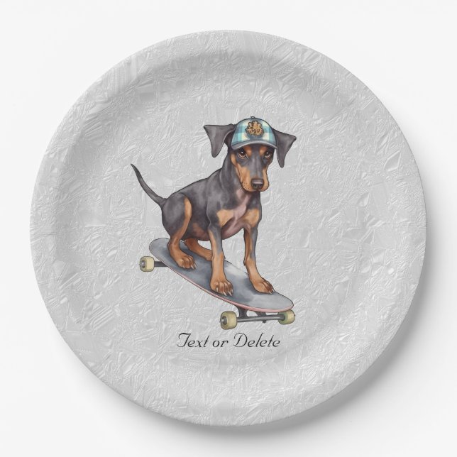 Watercolor Doberman Paper Plate (Front)