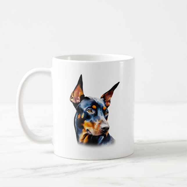 Watercolor Doberman Pinscher  Coffee Mug (Left)