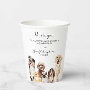 Watercolor Dog baby shower cutie Paper Cups