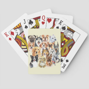 Watercolor Dog Breeds Collage  Playing Cards