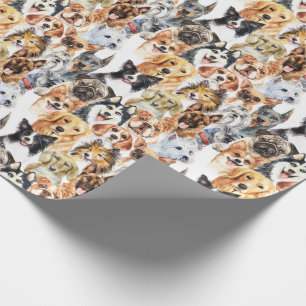 Watercolor Dog Breeds Pattern Wrapping Paper